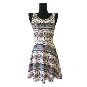 Divided by H&M Black and White Tribal Print Skater Dress